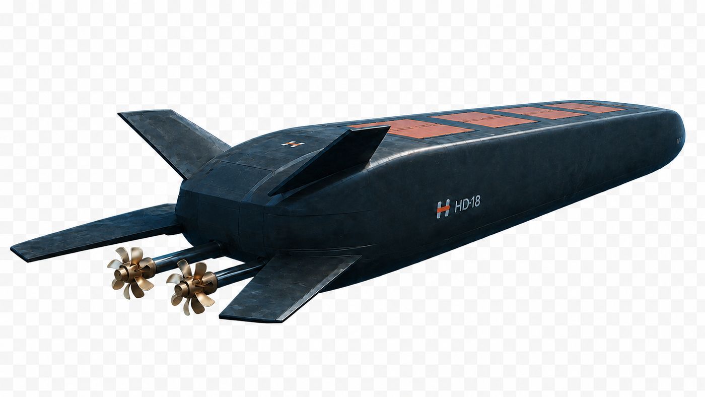 HD-18 quarter view — hull, planes and propellers