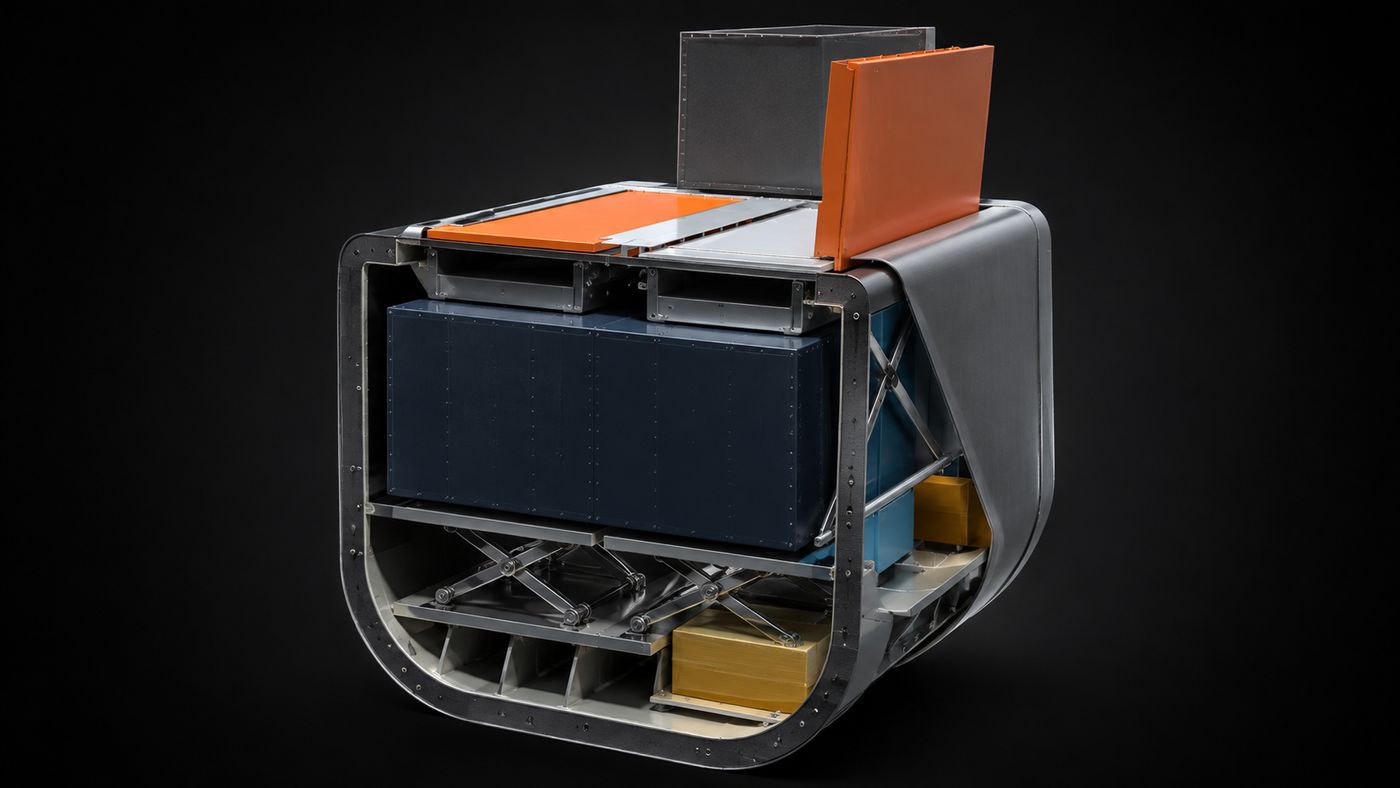 One compartment as a unit: the sealed box, two trunks, two covers