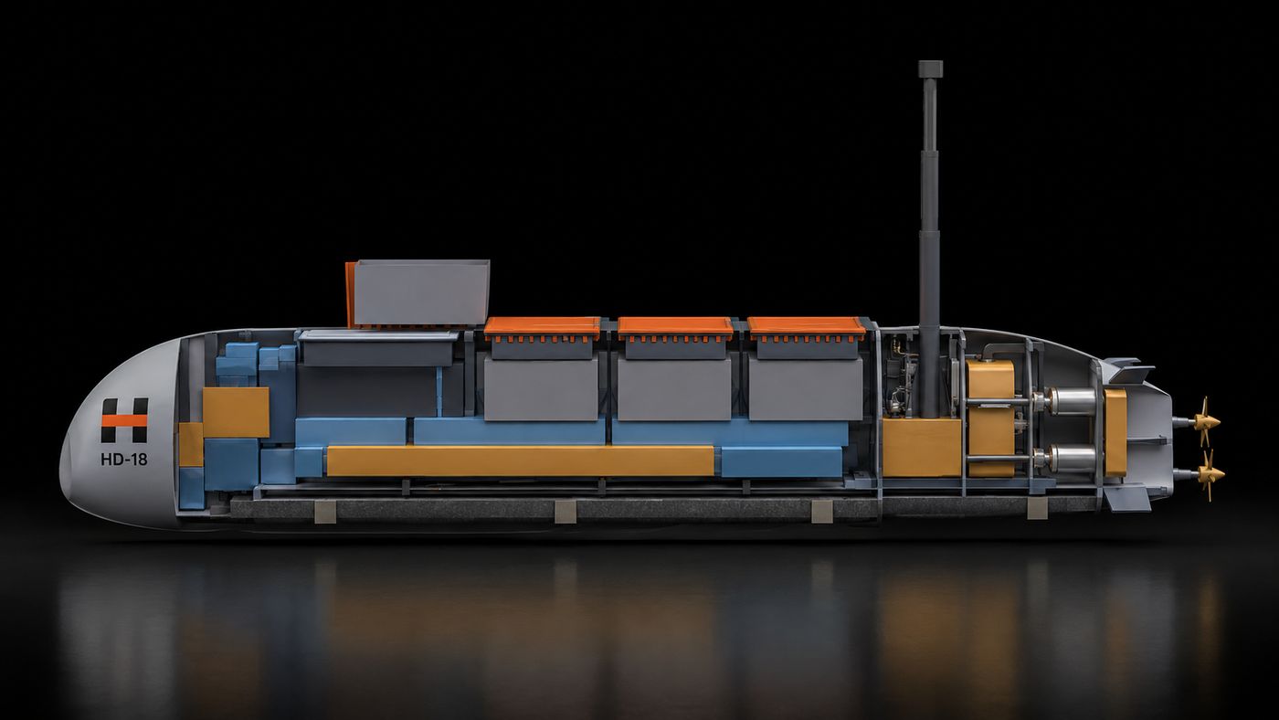 Arrangement in profile — three compartments forward of the energy and machinery group