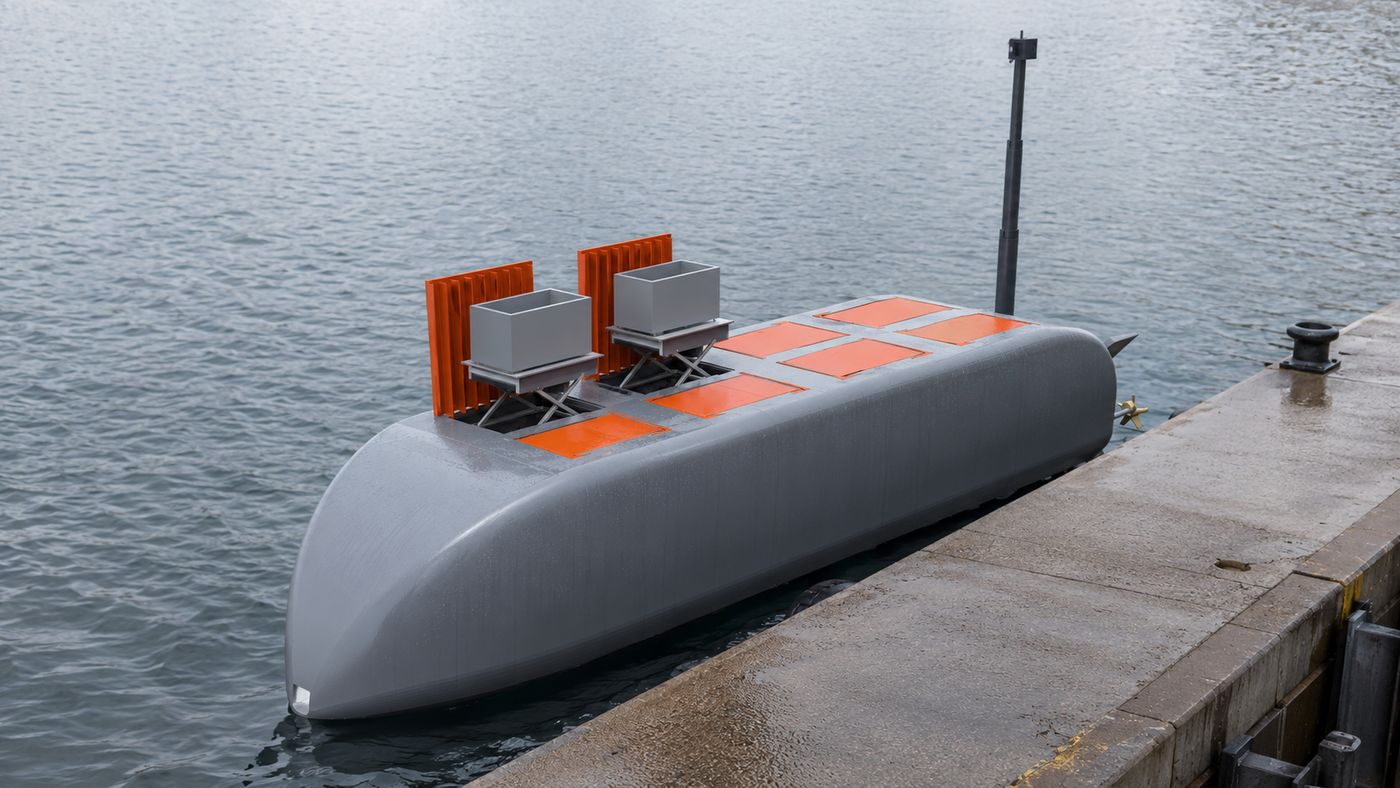 Alongside with two covers raised and modules standing proud of the deck